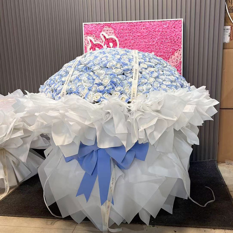 999朵玫瑰花粉假花仿真花束送人女朋友永生花香皂花高级感情人节
