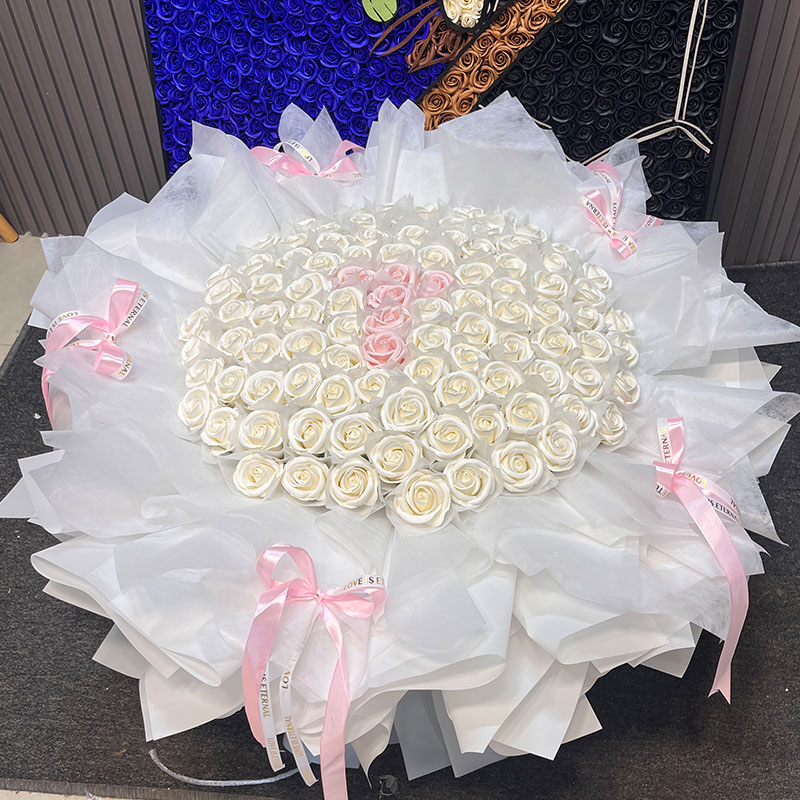 999朵玫瑰花粉假花仿真花束送人女朋友永生花香皂花高级感情人节