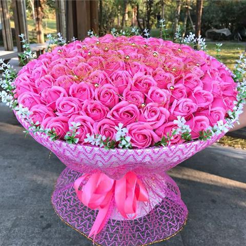 999朵玫瑰花束花表白订婚520走心礼品鲜花香皂花送女友结婚