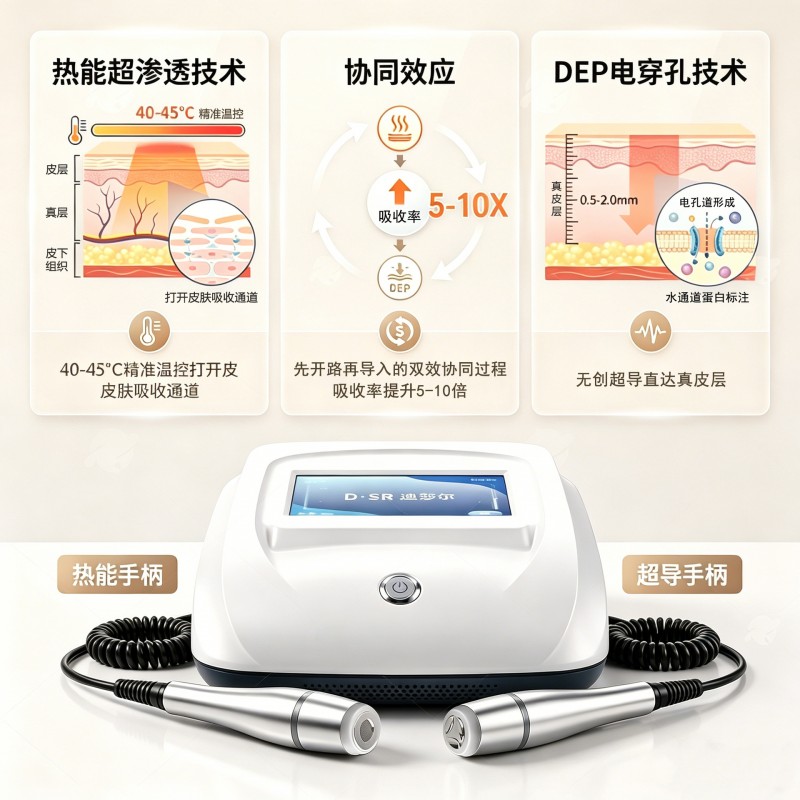 美容院专用无针负压水光导入仪 商用院线级双手柄美容仪脸部提拉