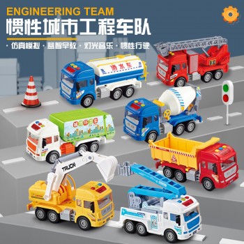 佳之智儿童音乐惯性城市环卫队男孩挖机洒水车警车消防车模型玩具
