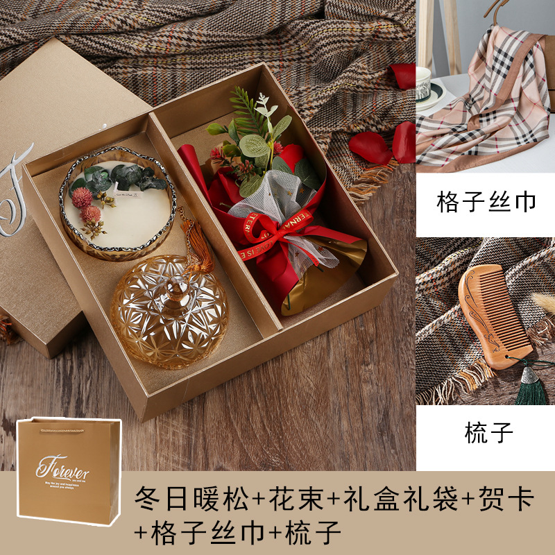 教师母亲节生日礼物礼品送妈妈伴手礼永生花香皂花玫瑰花束高级感