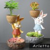 供应跨境树脂卡通动物仿真兔多肉绿植花盆摆件庭院户外花园装饰品