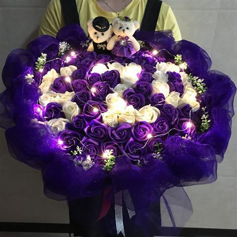 999朵玫瑰花束花表白订婚520走心礼品鲜花香皂花送女友结婚
