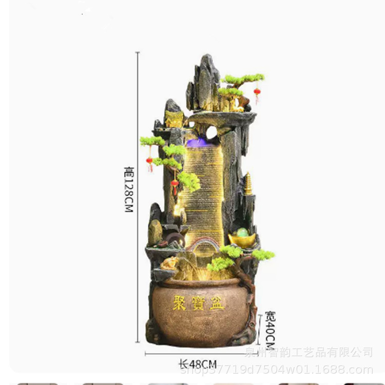 中式假山流水喷泉风水轮生财摆件循环水客厅落地招财鱼缸开业礼品