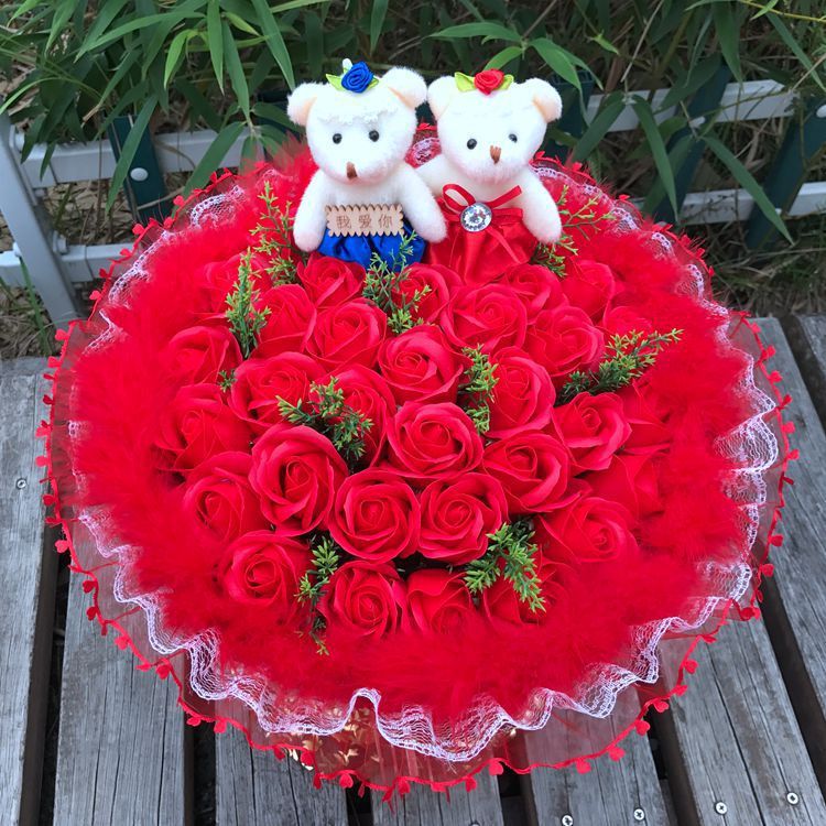 999朵玫瑰花束花表白订婚520走心礼品鲜花香皂花送女友结婚