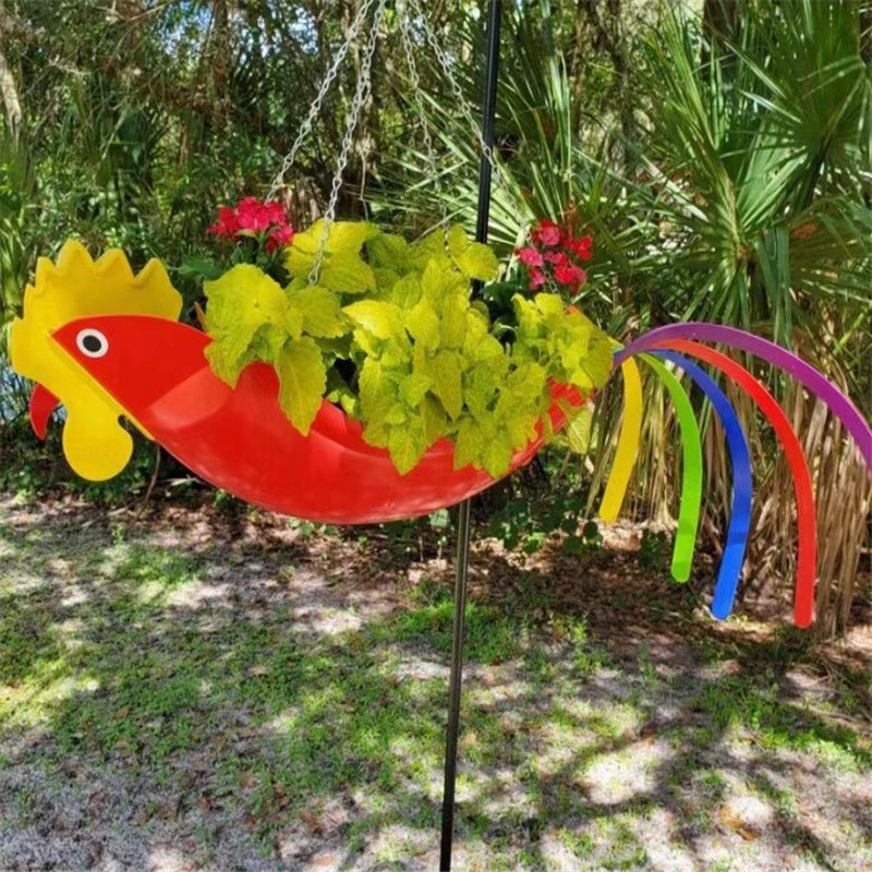 独立站新品Flying Parrot Flower Pot 彩色鹦鹉花盆园林装饰摆件