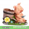 庭院花园装饰工艺品摆件可爱小猪花盆创意办公室桌面收纳树脂笔筒