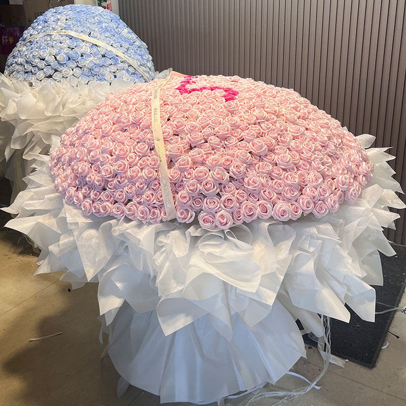 999朵玫瑰花粉假花仿真花束送人女朋友永生花香皂花高级感情人节
