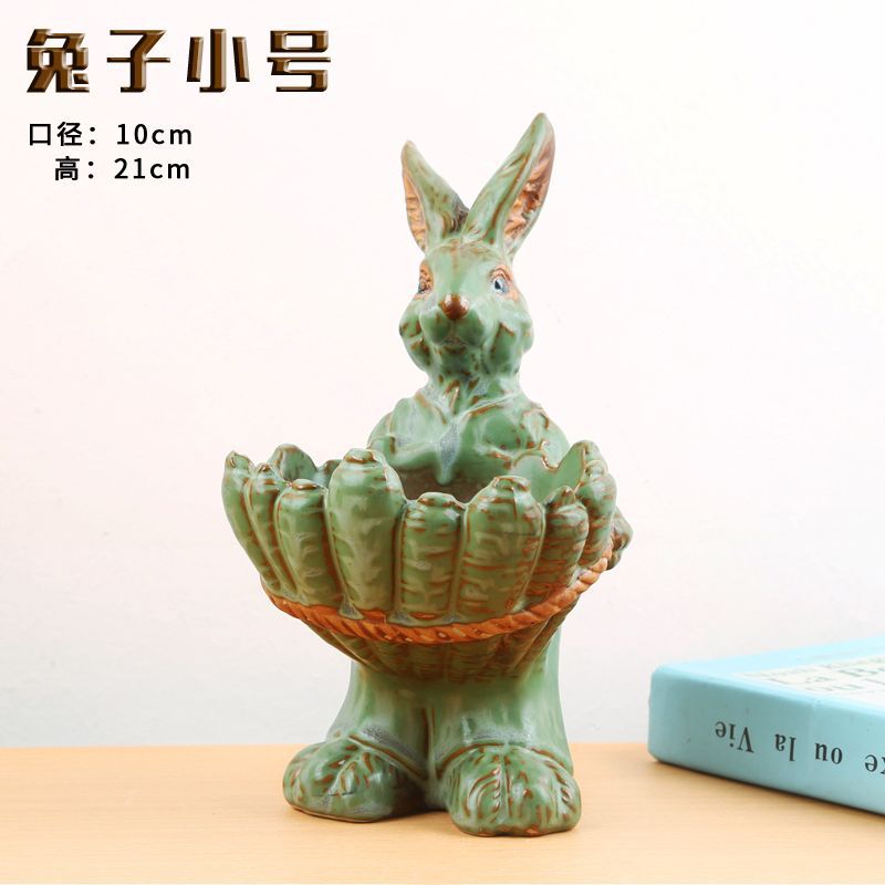 欧式花园动物可爱出口陶瓷花盆田园森林系摆设多肉居家装饰植物盆