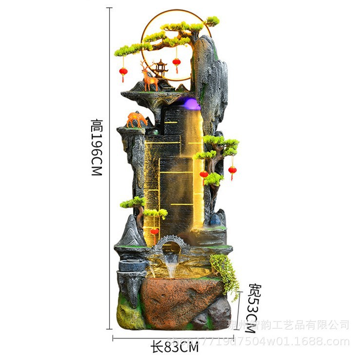中式假山流水喷泉风水轮生财摆件循环水客厅落地招财鱼缸开业礼品