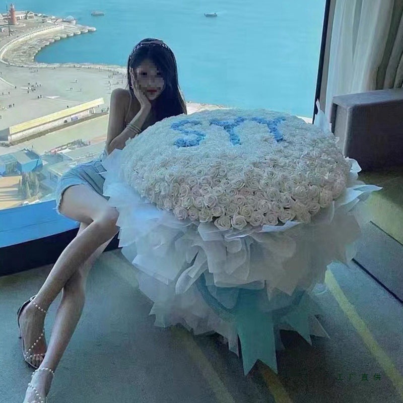 999朵玫瑰花粉假花仿真花束送人女朋友永生花香皂花高级感情人节