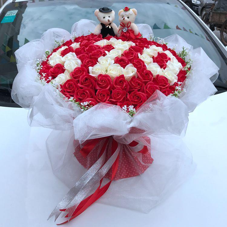 999朵玫瑰花束花表白订婚520走心礼品鲜花香皂花送女友结婚