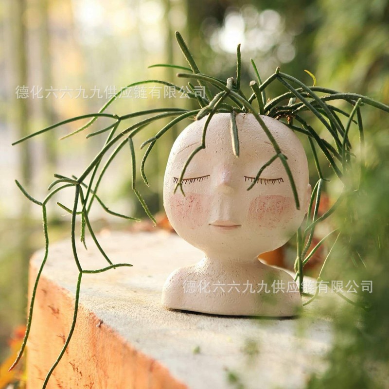 亚马逊热销北欧树脂工艺品无手花盆花园庭院装饰摆件跨境专供