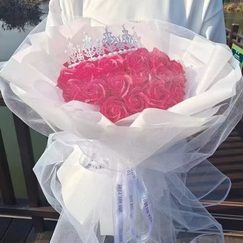 99朵玫瑰花束七夕情人节礼物送女友生日浪漫礼物香皂永生花情人节