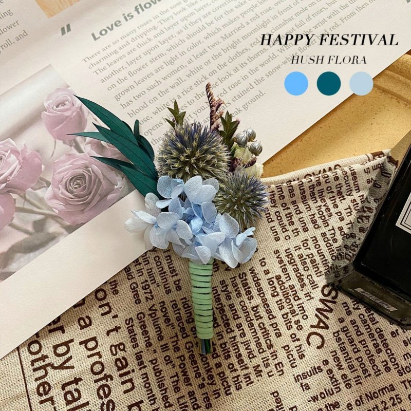干花永生花草坪婚礼父母新郎新娘伴娘配饰胸花襟花手腕花道具配饰