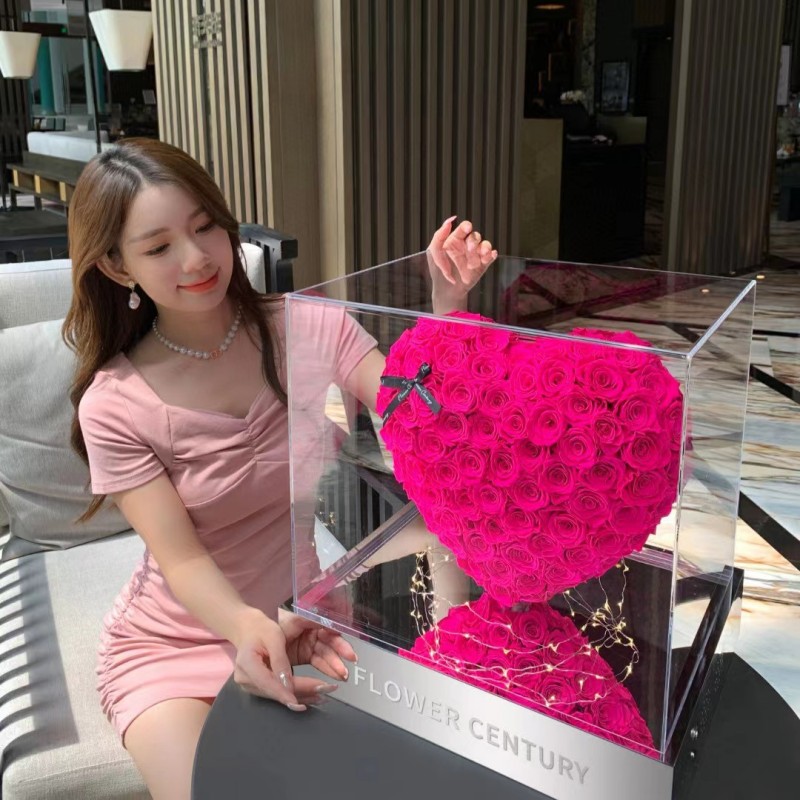 厂家直发玫瑰永生花巨型行李箱高级感花盒送女友闺蜜生日礼物批发