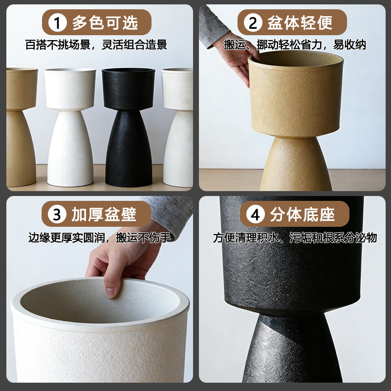 室内户外通用火炬头高款树脂花盆摆放简约大气园林造景花盆