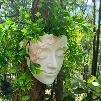 跨境个性人脸花盆壁挂式装饰品户外庭院花园多肉花盆花瓶景观摆件