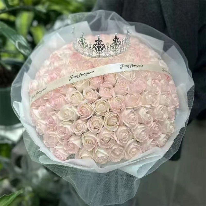 99朵玫瑰花束七夕情人节礼物送女友生日浪漫礼物香皂永生花情人节