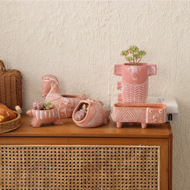 实力厂家卡通创意动物花盆设计造型盆多肉植物园林盆栽盆器批发