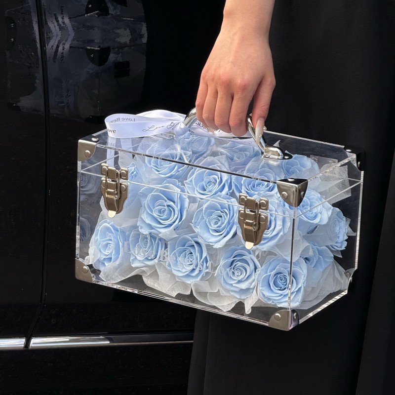 厂家直发玫瑰永生花巨型行李箱高级感花盒送女友闺蜜生日礼物批发
