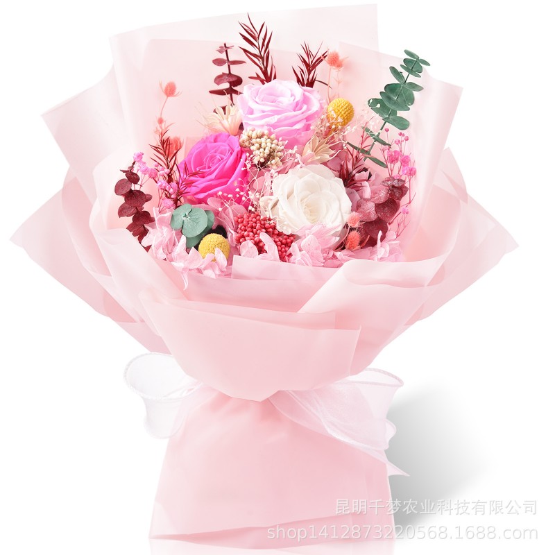 永生花玫瑰花花束礼盒包装伴手礼圣诞情人母亲节礼品跨境热销