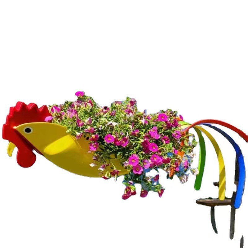 独立站新品Flying Parrot Flower Pot 彩色鹦鹉花盆园林装饰摆件