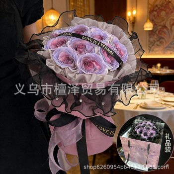 永生花玫瑰成品婚庆情人节礼物香皂花花束跨境仿真花假花送女生花