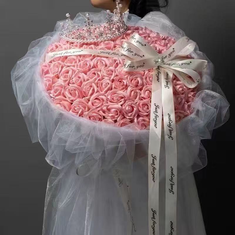99朵玫瑰花束七夕情人节礼物送女友生日浪漫礼物香皂永生花情人节