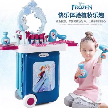 冰雪奇缘迪士尼厨房过家家拉杆旅行箱玩具梳妆台爱莎公主玩具女孩