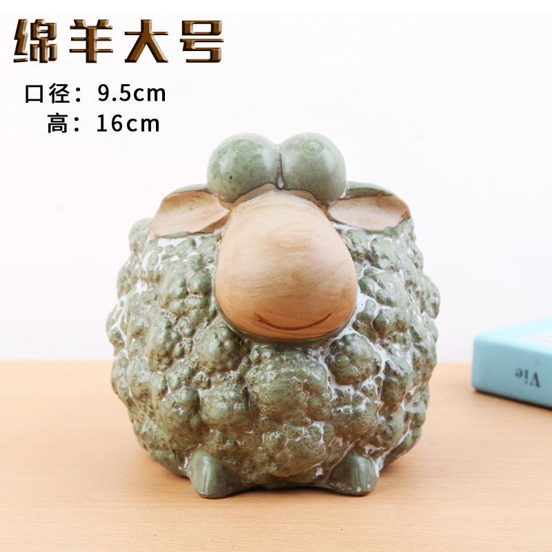 欧式花园动物可爱出口陶瓷花盆田园森林系摆设多肉居家装饰植物盆