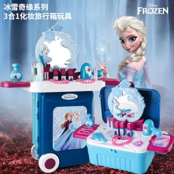 冰雪奇缘迪士尼厨房过家家拉杆旅行箱玩具梳妆台爱莎公主玩具女孩