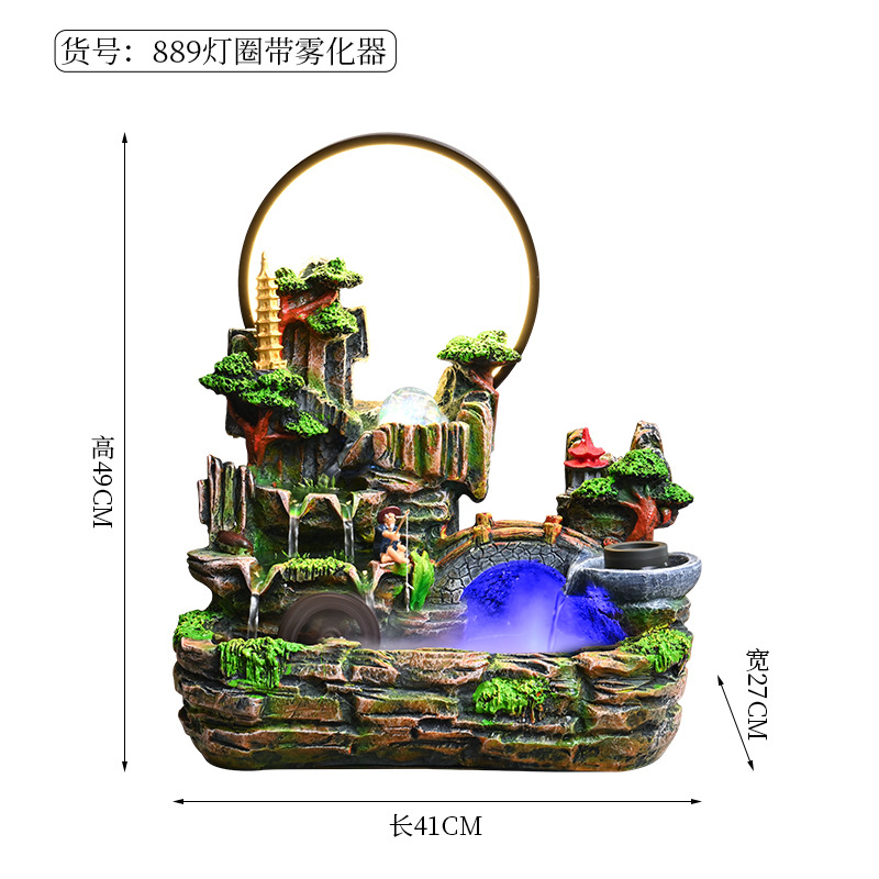 桌面流水摆件办公室加湿器客厅喷泉循环水招财景观风水轮装饰摆件