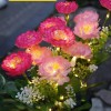 太阳能7头雪莲花地插灯庭院红粉黄紫假花氛围灯户外防水草坪灯