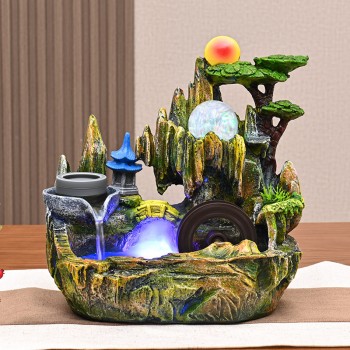 桌面流水摆件办公室加湿器客厅喷泉循环水招财景观风水轮装饰摆件
