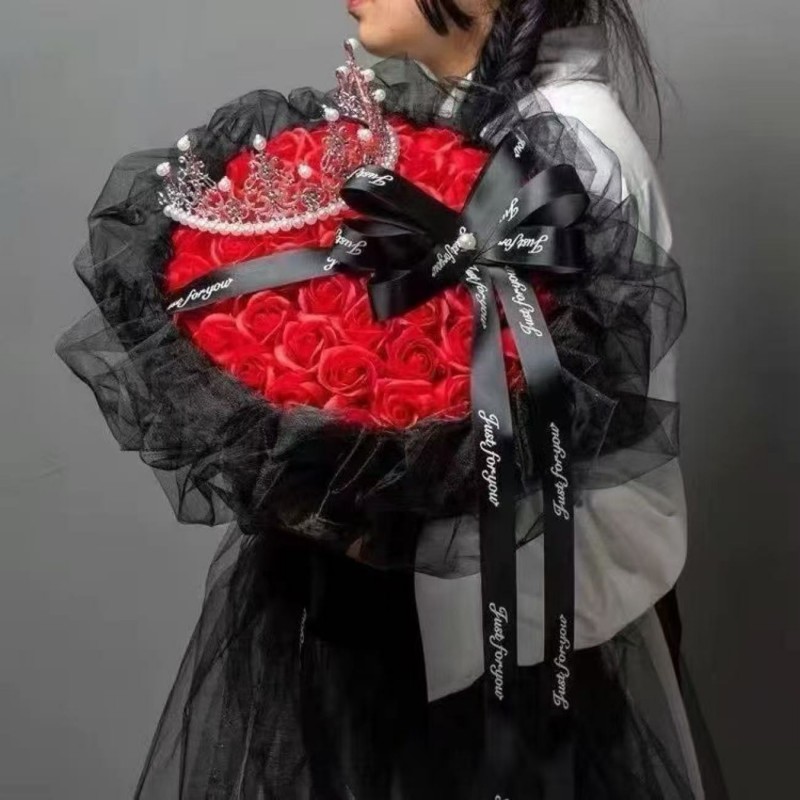 99朵玫瑰花束七夕情人节礼物送女友生日浪漫礼物香皂永生花情人节