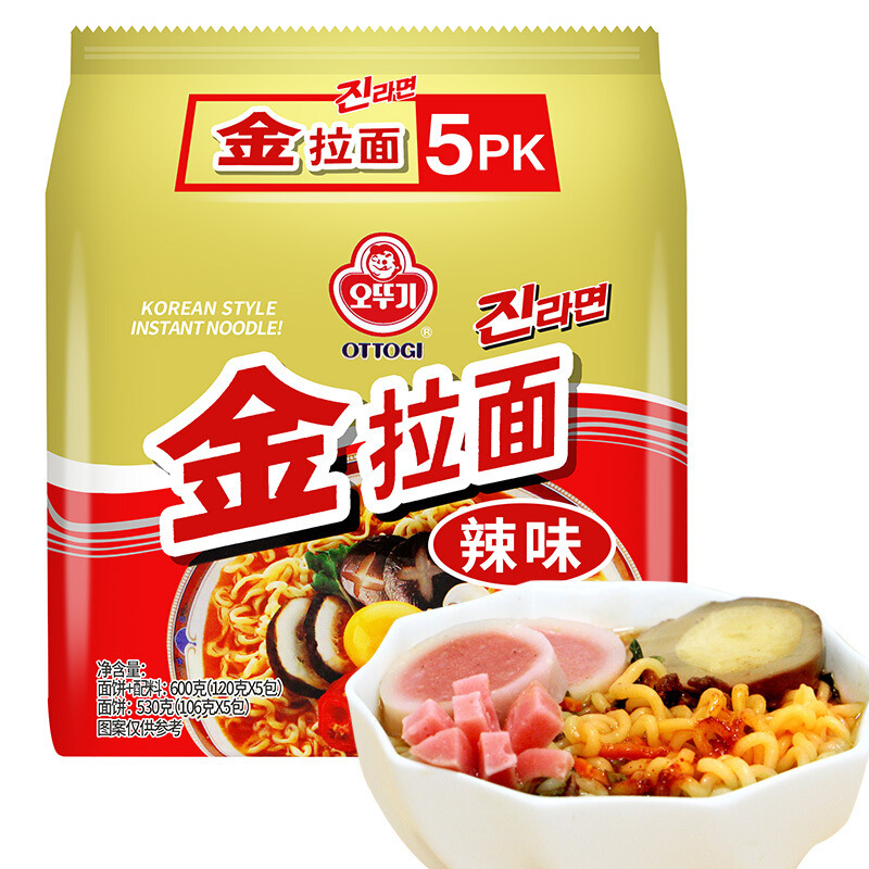 韩国进口不倒翁金拉面海鲜芝士泡菜海带味芝麻鸡蛋真海鲜方便泡面