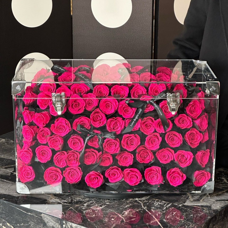 厂家直发玫瑰永生花巨型行李箱高级感花盒送女友闺蜜生日礼物批发