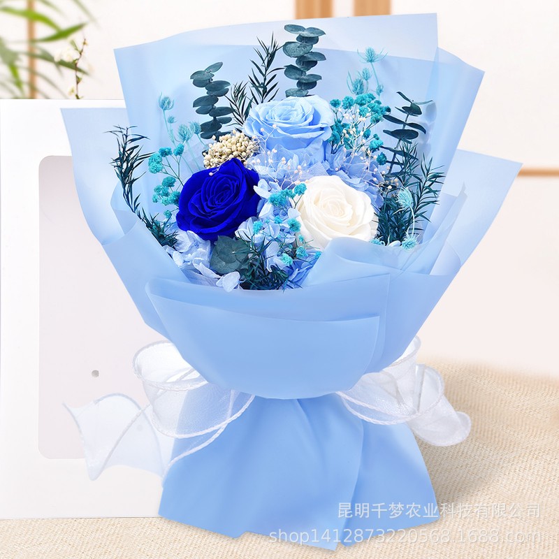 永生花玫瑰花花束礼盒包装伴手礼圣诞情人母亲节礼品跨境热销