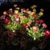 太阳能7头雪莲花地插灯庭院红粉黄紫假花氛围灯户外防水草坪灯