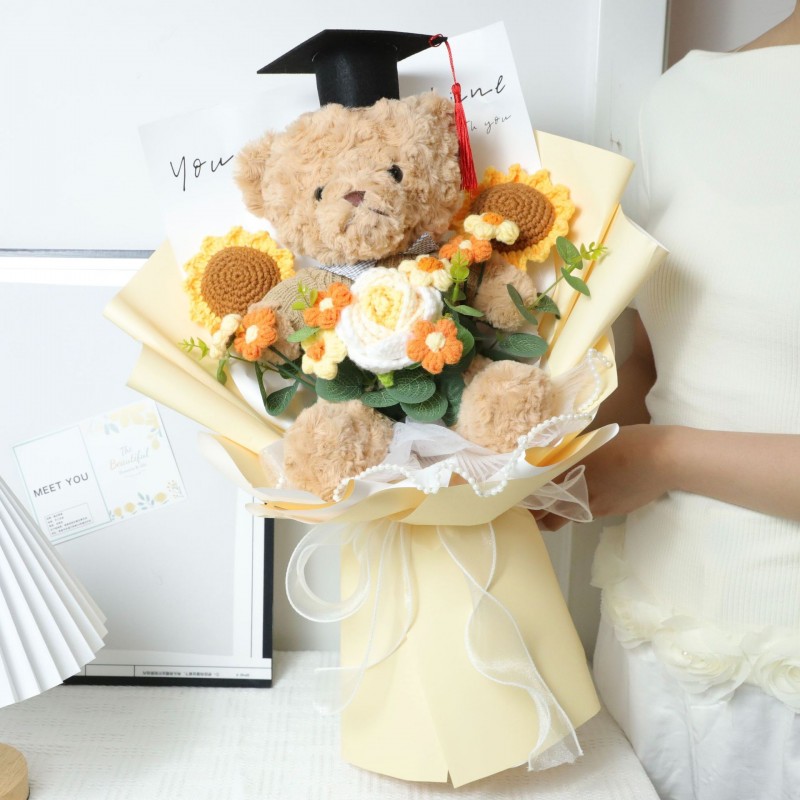 毛线花手工编织花束成品送老师同学向日葵针织礼物钩织送长辈礼物