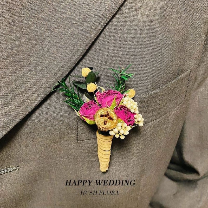 干花永生花草坪婚礼父母新郎新娘伴娘配饰胸花襟花手腕花道具配饰