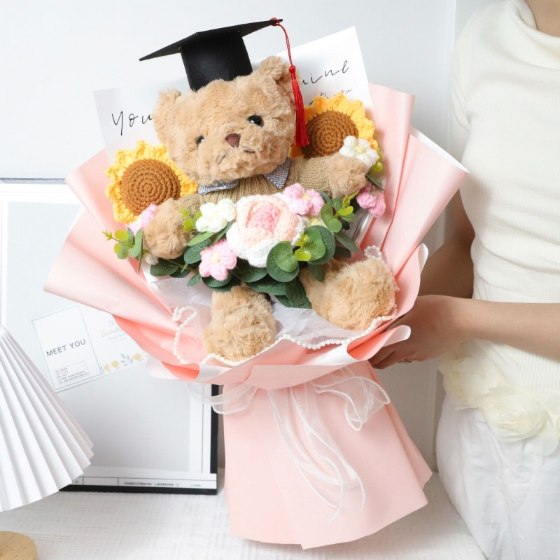 毛线花手工编织花束成品送老师同学向日葵针织礼物钩织送长辈礼物