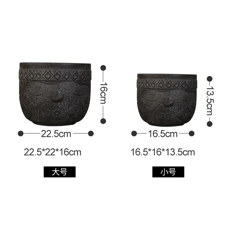 简约非洲元素人像水泥花盆家居花园装饰品手工彩绘多肉植物盆栽
