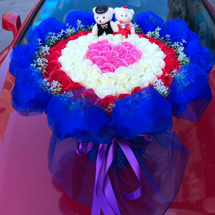 999朵玫瑰花束花表白订婚520走心礼品鲜花香皂花送女友结婚