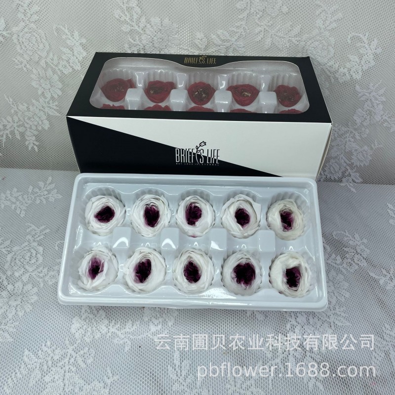 花者厂家直供A级保鲜花酷皮玫瑰4-5cm蝴蝶奥斯汀双色永生花头批发