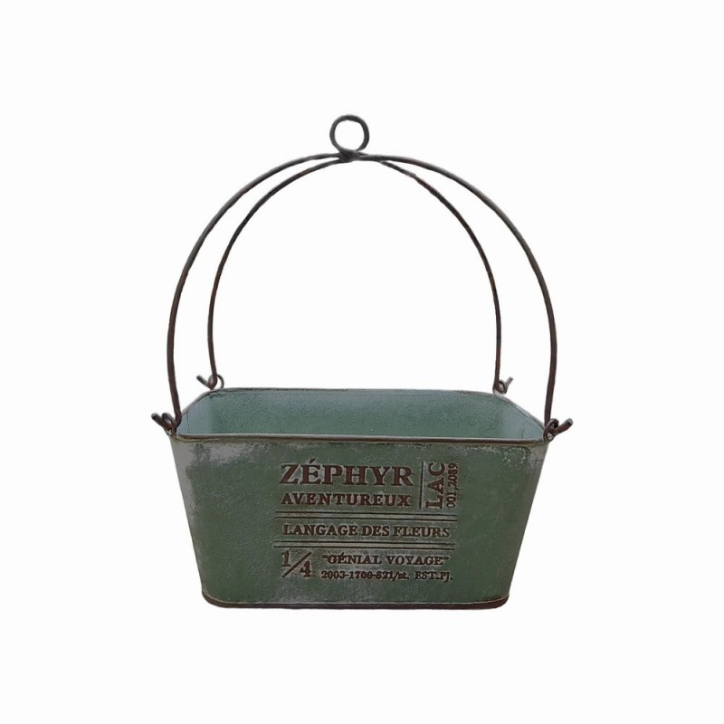 尤美日系INS铁艺花园杂货绿植花盆吊盆长方形提篮花园家居装饰品