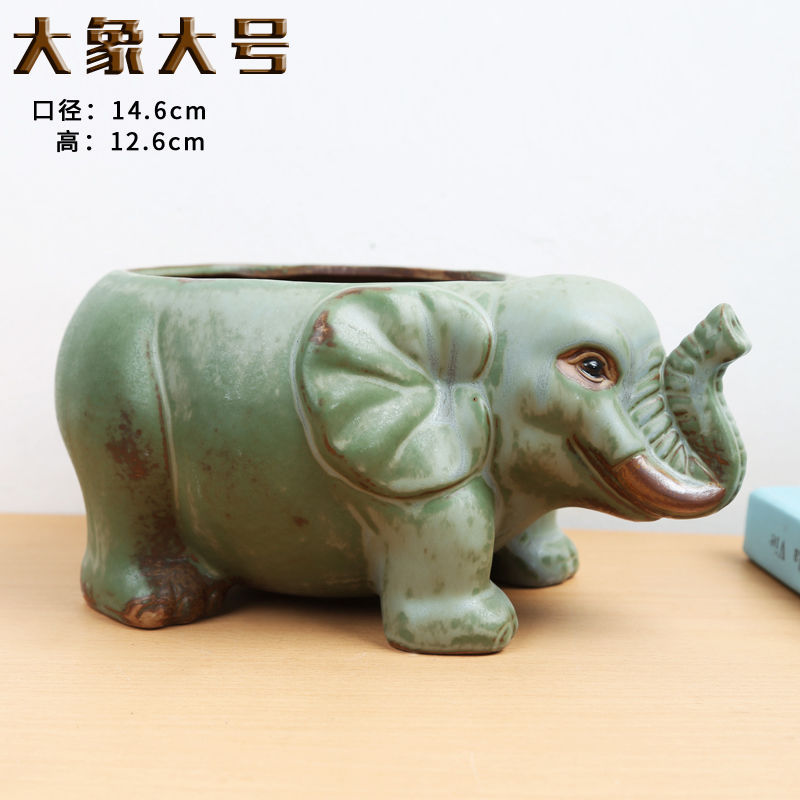 欧式花园动物可爱出口陶瓷花盆田园森林系摆设多肉居家装饰植物盆