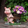 庭院花园装饰工艺品摆件可爱小猪花盆创意办公室桌面收纳树脂笔筒